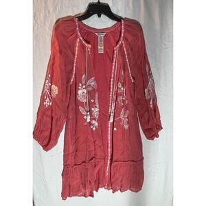 Tommy Bahama Linen Gauze Tunic Swim Cover Up Dress Size S Women Beach Pockets